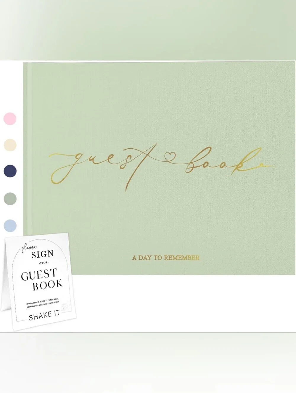 Guest Book - Sage Green Hardcover with Gold Foil